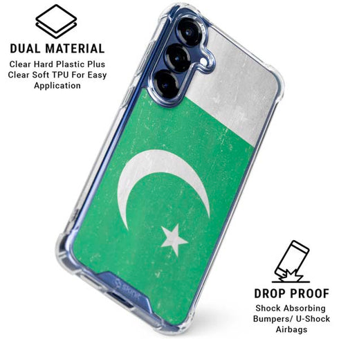 Pakistan Flag Distressed Galaxy S25 Clear Case